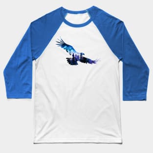 Eagle flying and city at dusk Baseball T-Shirt